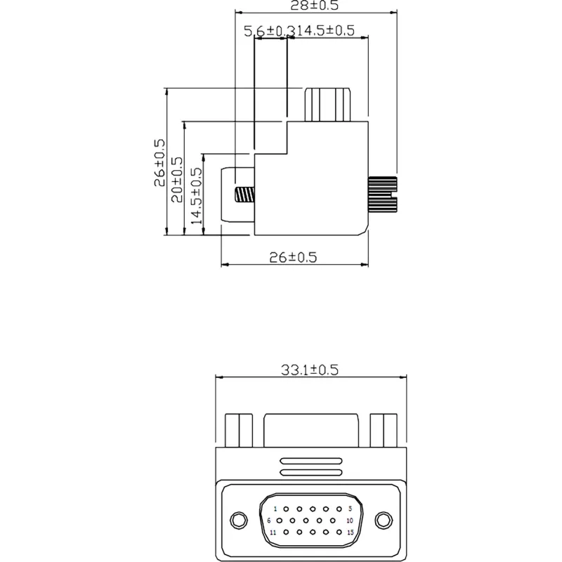 InLine VGA Adapter 90° 15 Pin male / female, InLine, 37248I