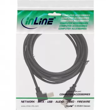 InLine USB 2.0 Cable down angled Type A male / B male, black, 1m