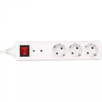 InLine Socket strip CEE 7/3, 3-way, overvoltage protection, switch, white