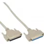 InLine serial extension cable molded DB37 male / female direct grey 1m