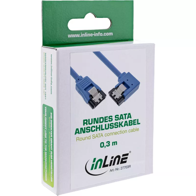 InLine SATA 6Gb/s round cable one side right angeled 90°, w/latches, 0.5m