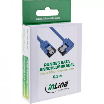 InLine SATA 6Gb/s round cable one side right angeled 90°, w/latches, 0.3m