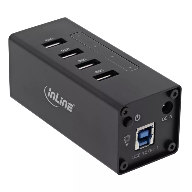 InLine USB 3.0 Hub, 4 port, aluminium case, with 2.5A power supply