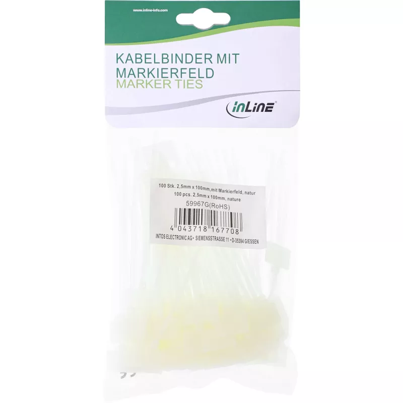 Cable ties with marker field InLine 100 mm x 2.5 mm, nylon, 100 pcs