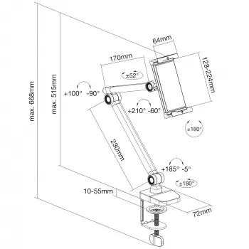 Tablet Holder InLine 55721S Black Clamp Up to 12.9 inches