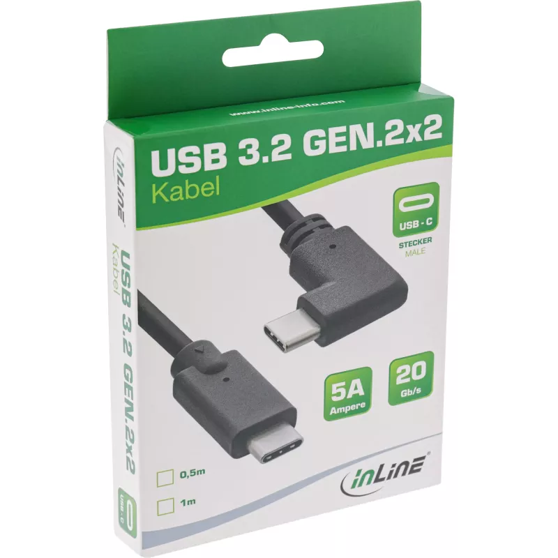 InLine USB 3.2 Gen.2 cable, USB-C male/male angled, black, 1m