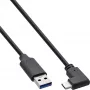 InLine USB 3.2 cable, USB-C male angled to USB-A male, black, 0.3m