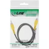 InLine Video cable,, 1x RCA M/M, yellow plugs, 1m, RCA, RCA, 1 m, Black