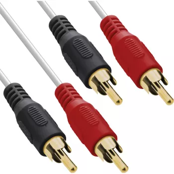 InLine RCA Cable 2x RCA male / male gold plated 7m, Male, 2 x RCA, Male, 7 m, White