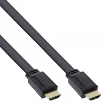 InLine HDMI Flat Cable High Speed Cable with Ethernet gold plated black 0.5m