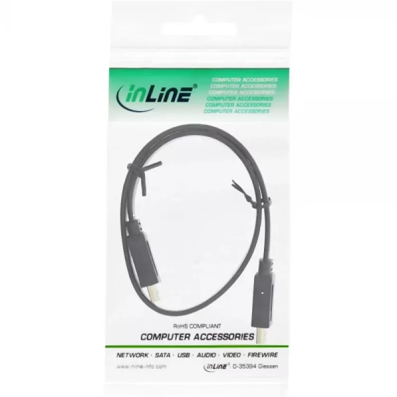 InLine HDMI Flat Cable High Speed Cable with Ethernet gold plated black 0.5m