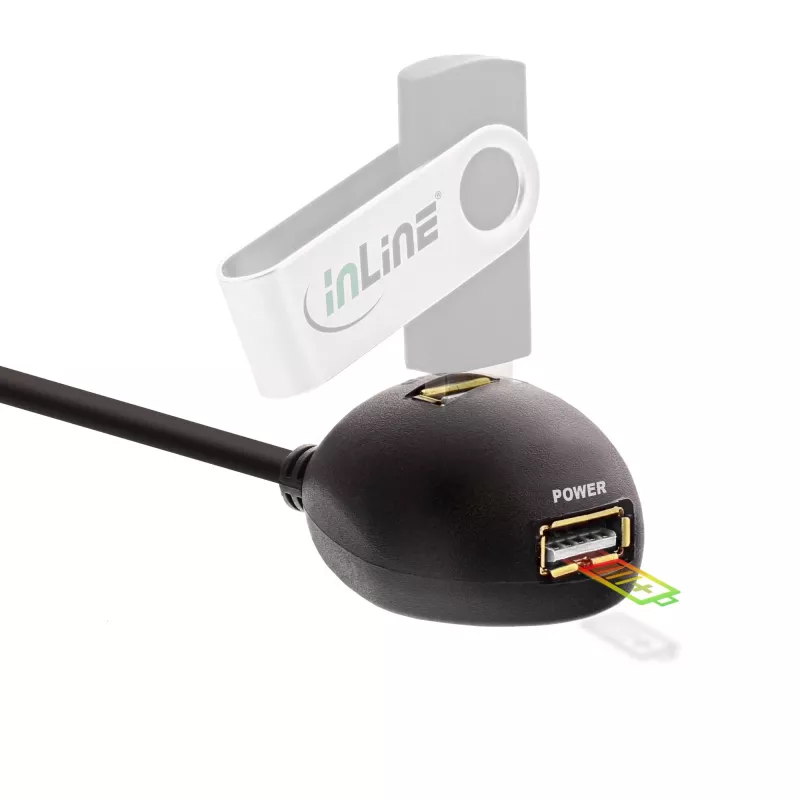 InLine USB 3.2 Gen.1 Cable USB Type A M / A F + Power, with Stand, black, 3m