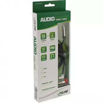InLine Slim Audio airplane-seat cable 2x 3.5mm M to 1x F, 0.15m