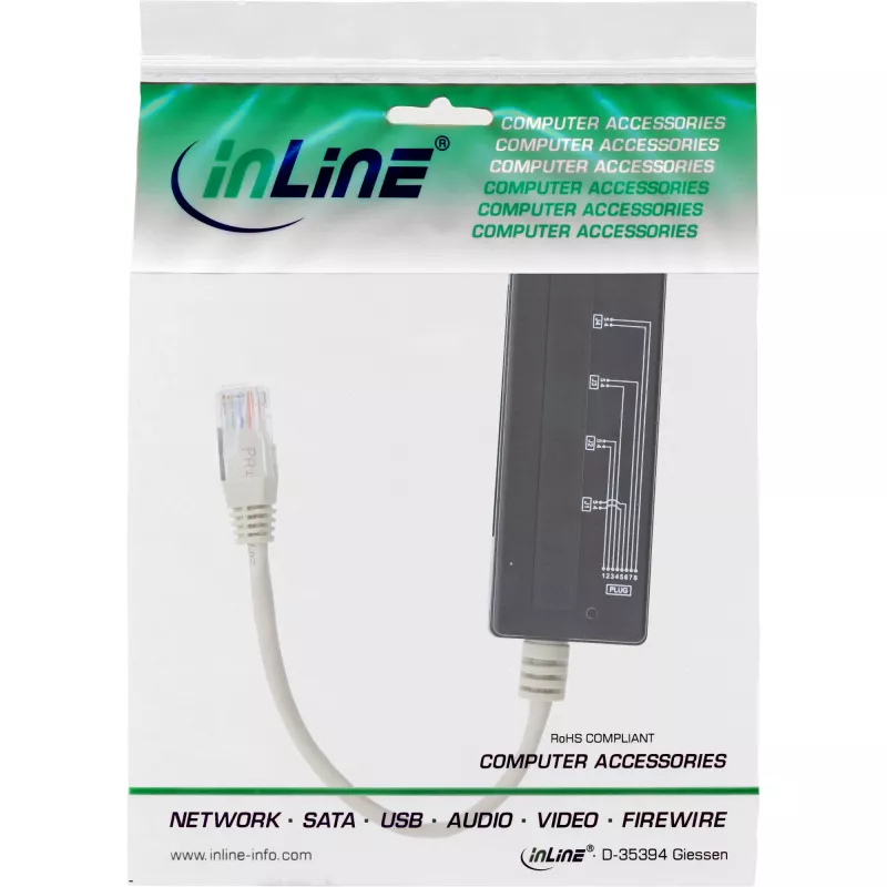 InLine 4-way telephone port splitter, RJ45 plug to 4x RJ45 socket, 0.15m