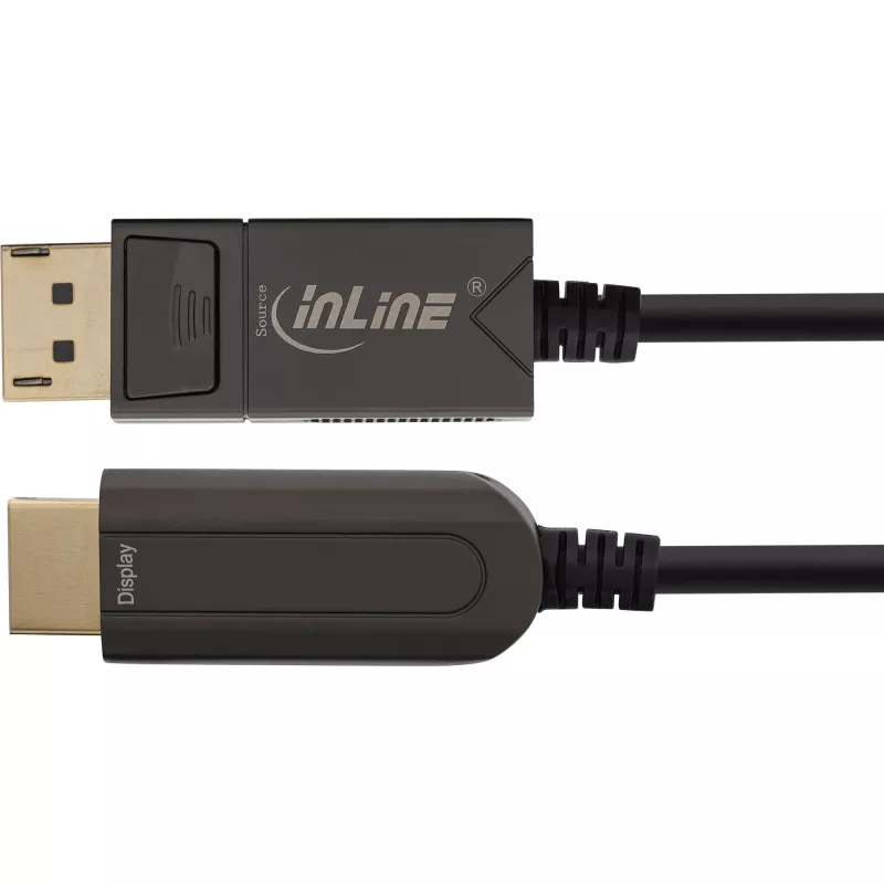 InLine DisplayPort to HDMI AOC converter cable, 4K/60Hz, black, 20m