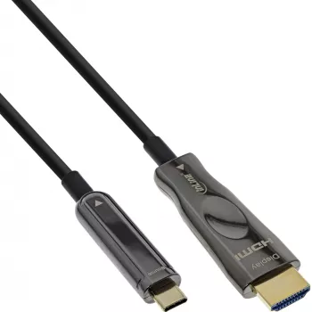 InLine USB Display AOC Cable, USB-C male to HDMI male (DP Alt Mode), 50m