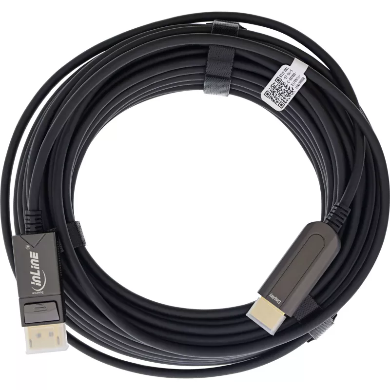 InLine DisplayPort to HDMI AOC converter cable, 4K/60Hz, black, 25m