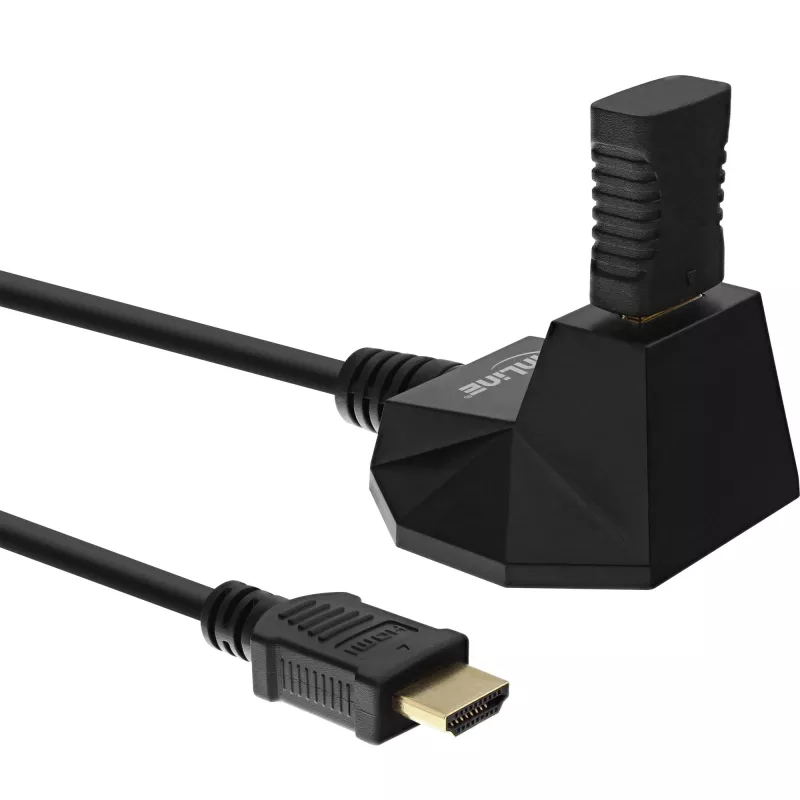 InLine HDMI Station, HS HDMI Cable w/Ethernet, M/F, black, golden contacts, 5m