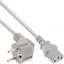 InLine power cable, CEE 7/7 angled / 3pin IEC C13 male, grey, 0.5m