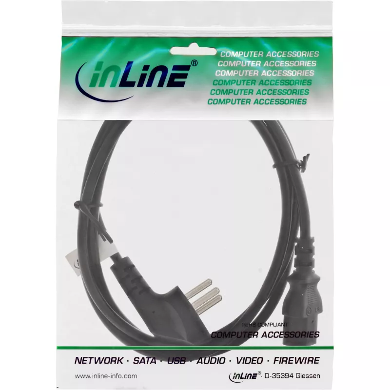 InLine power cable, Israel Type H / 3pin IEC C13 male, 3m