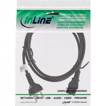 InLine power cable Denmark Type K male / 3pin IEC C13 male, 3m