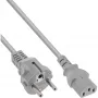 InLine power cable, CEE 7/7 straight / 3pin IEC C13 male, grey, 0.5m
