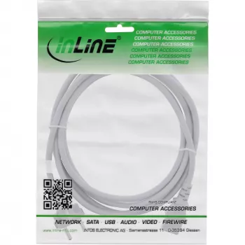 InLine power cable, CEE 7/7 straight / 3pin IEC C13 male, grey, 0.5m
