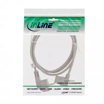 InLine Power cable, CEE 7/7 angled / 3pin IEC C13 angled, grey, 1m