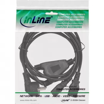 InLine Y-power cable 1x CEE 7/7 angled / 2x 3pin IEC C13 male, 3m