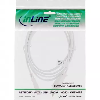 InLine power cable, Euro male / Euro8 male, white, 2.0m