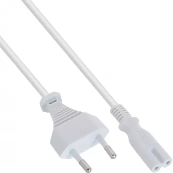 InLine power cable, Euro male / Euro8 male, white, 3.0m
