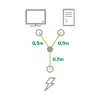 InLine Y-power cable 1x CEE 7/7 angled / 2x 3pin IEC C13 male, 1m