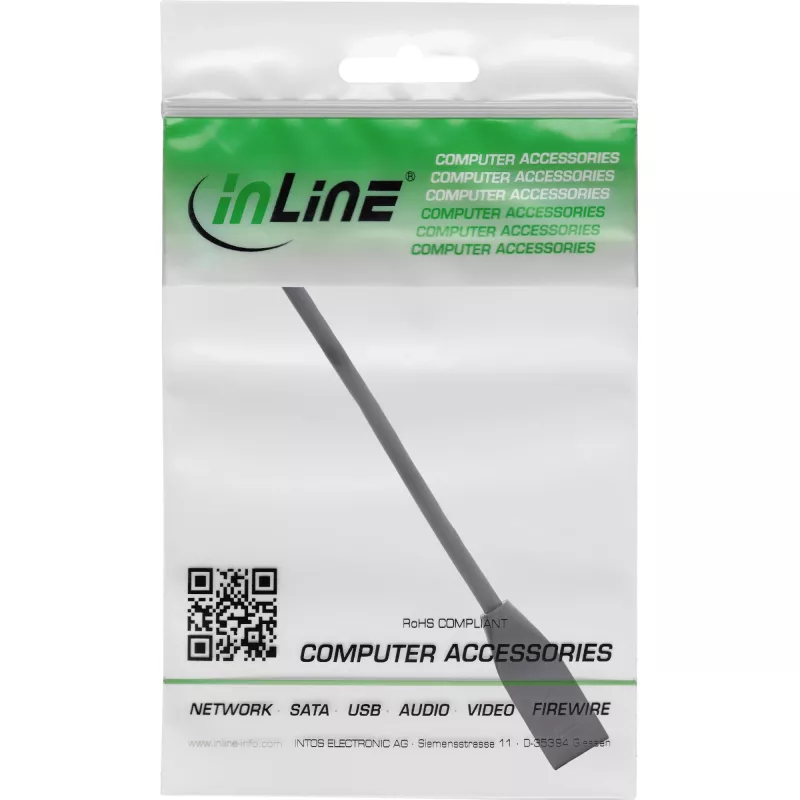 InLine RJ45 interface protection Cat.6A S/FTP, RJ45 M/F, black, 0.2m