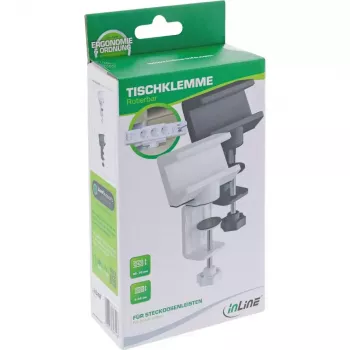 Power extension holder InLine 23193W rotatable screw clamp white