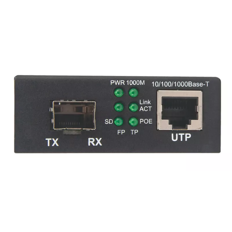 Intellinet Gigabit PoE+ Media Converter, 1 x 1000Base-T RJ45 Port to 1 x SFP Port, PoE+ Injector