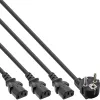Y-power cable 1x CEE 7/7 / 3x 3pin IEC C13 male InLine 16657I black 5m