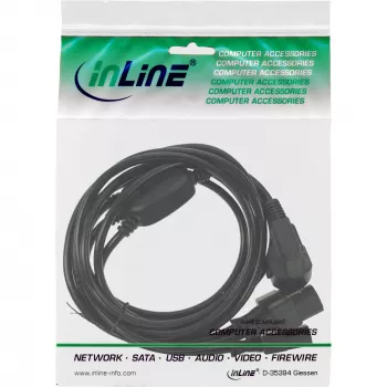 Y-power cable 1x CEE 7/7 / 3x 3pin IEC C13 male InLine 16657I black 5m