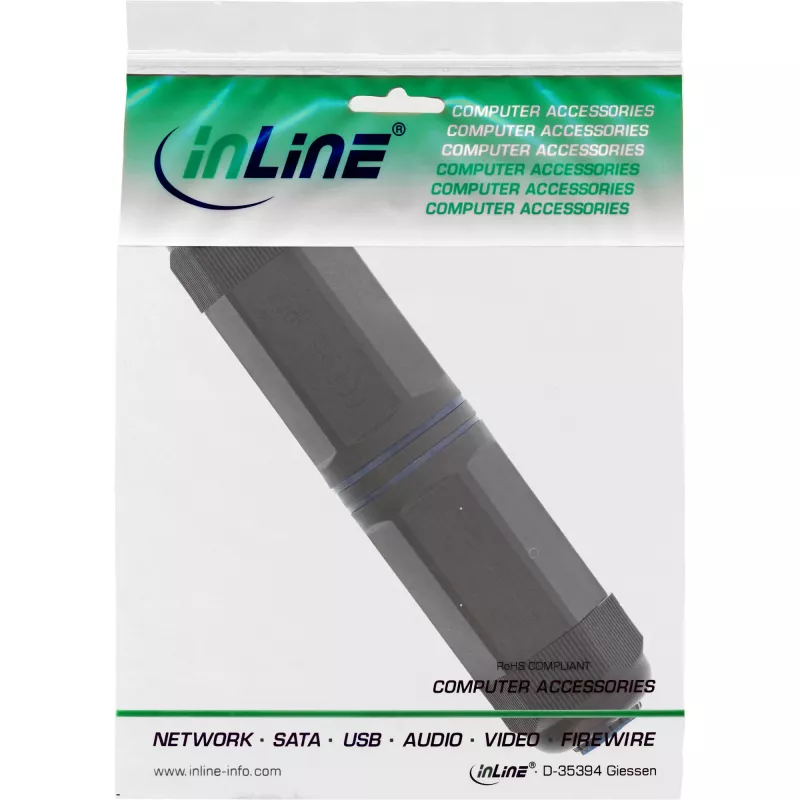 InLine Cat.6 coupling, waterproof IP67, 2x RJ45 F/F, 1:1
