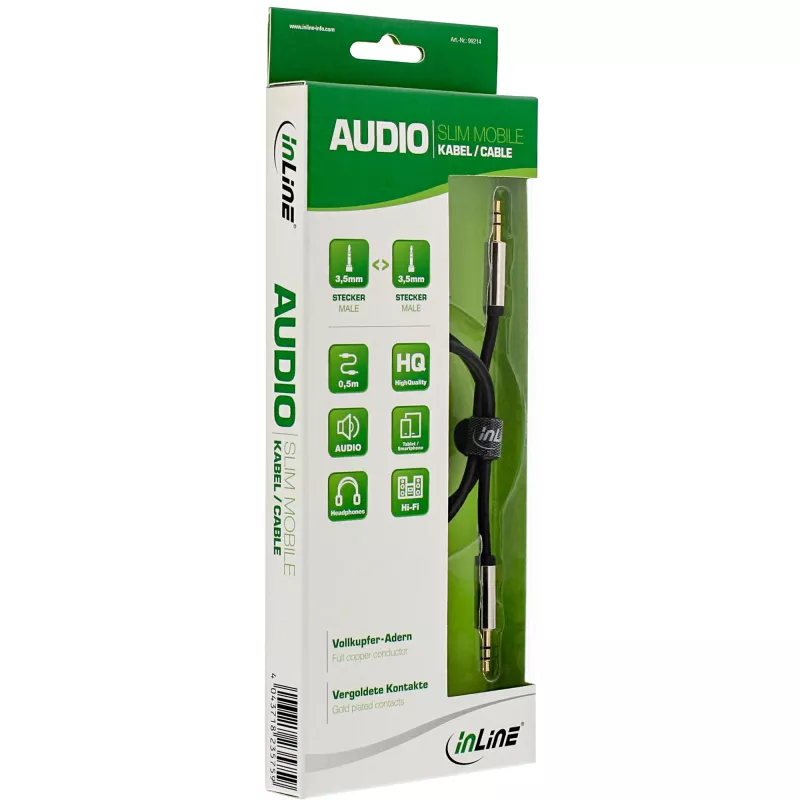 InLine Slim Audio Cable 3.5mm male / male Stereo 0.5m