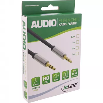 InLine Slim Audio Cable 3.5mm male / male, Stereo, 3m