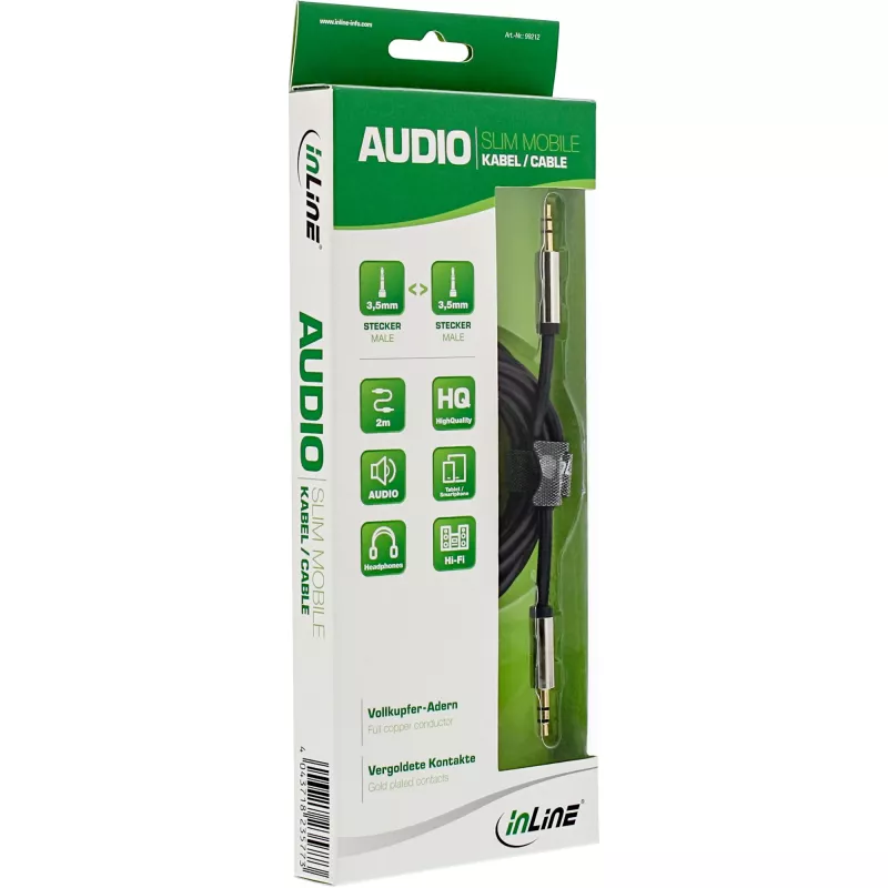 InLine Slim Audio Cable 3.5mm male / male, Stereo, 2m