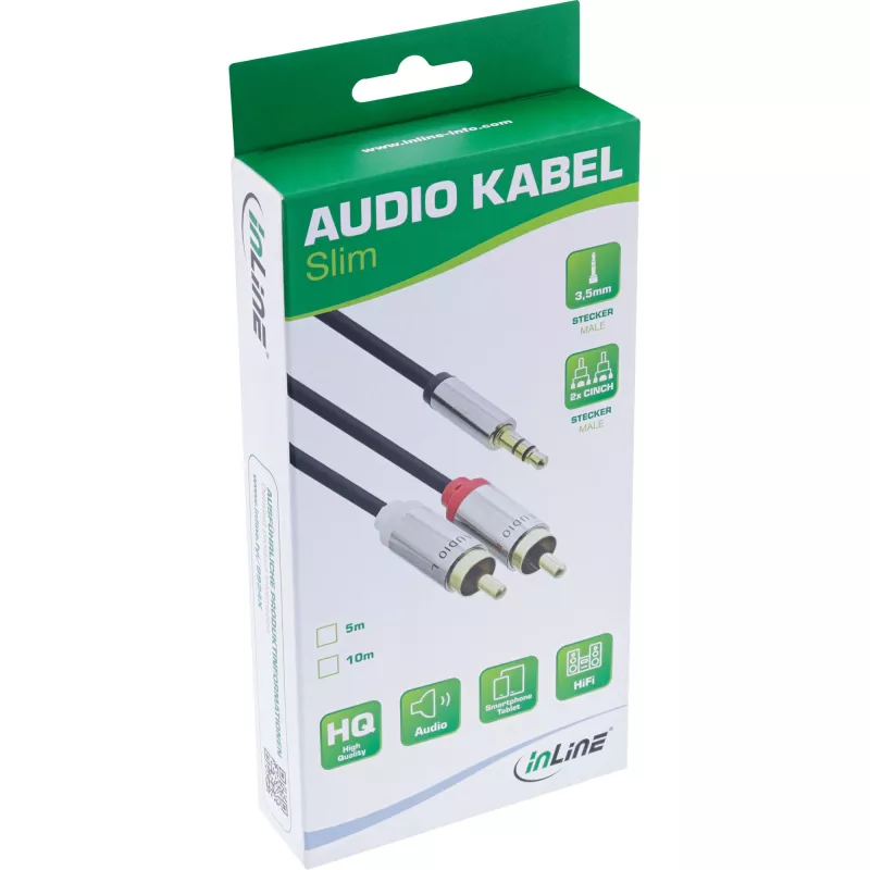 Audio Cable 3.5mm male / 2x RCA male 5m InLine 99245