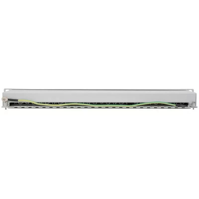 Intellinet Patch Panel, Cat6a, FTP, 24-Port, 1U, Shielded, 90° Top-Entry Punch Down Blocks, Grey