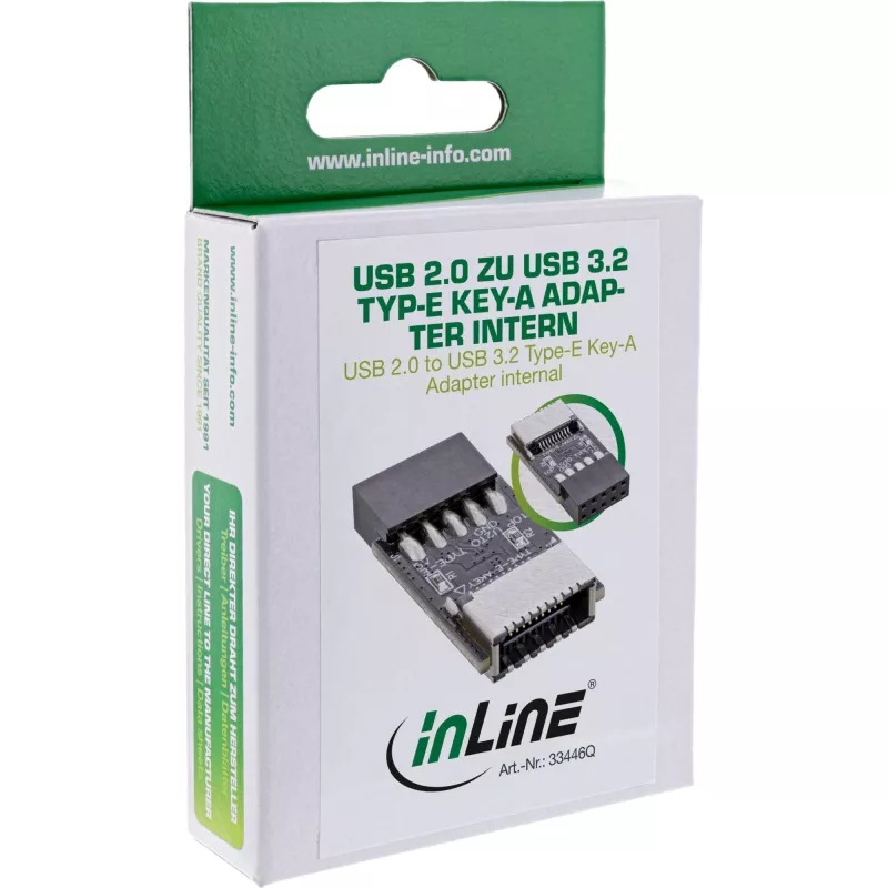 InLine USB 2.0 to USB 3.2 Type-E Key-A Adapter internal