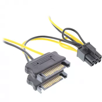 InLine Power Adapter 2x SATA / 6 Pin for PCIe graphics card 26628B