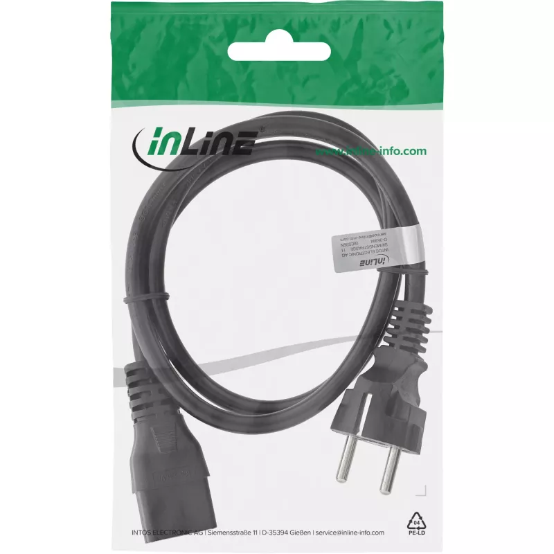 InLine power cable 16A CEE 7/7 straight / IEC320/C19 3m