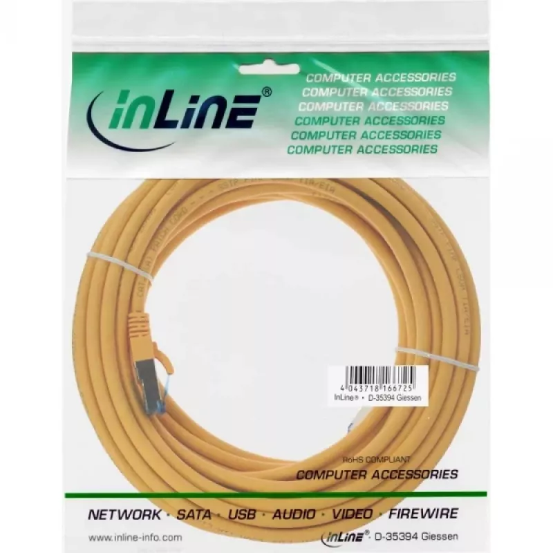 InLine Patch Cable S/FTP PiMF Cat.6A halogen free 500MHz yellow 7.5m