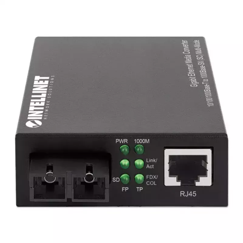 Intellinet Gigabit Ethernet Media Converter 10/100/1000Base-T to 1000Base-SX (SC) Multi-Mode, 550 m (1,800 ft.), Autonegotiation