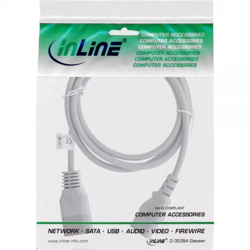Cold device extension C13/C14 InLine 16632G grey 1.8m