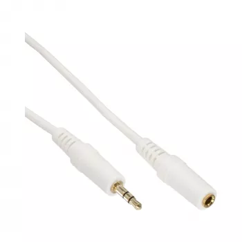 InLine Audio Cable, 3.5mm M/F, Stereo, white/gold 10m